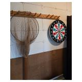 Dart board, fishing net