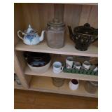 Teapots, garden mug, whisky jug