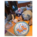 Pig collection, Japanese hand painted porcelain serving plate