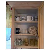 Assorted coffee mugs, yellow glass 2 sets, Wooden chicken