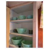 Jadeite glass mixing bowls and measuring bowl