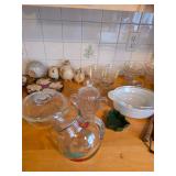    Covered Vegetable bowl, assorted plates, dessert cups, BBQ accessories, Pig collection