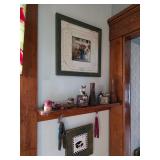 trinkets, candles, Framed artwork