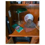 Table lamp, Vintage Beekeeping hive smoker, plate