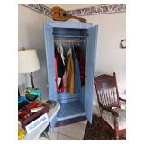 Blue Cupboard or wardrobe cabinet, Vintage bowl-back mandolin,Vintage platform rocking chair