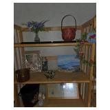 Art work, Wooden shelving, trinkets