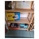 Wooden shelving, tracer, paints