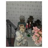 Cloths rack, snowman, lanterns, doll chair