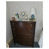 Mahogany 4 draw dresser, blue lamp table top