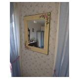 Hand painted framed mirror with flowers
