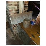 1888 sign, Vintage sewing machine table and machine