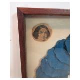 Antique Shadow Box With Fan And Button