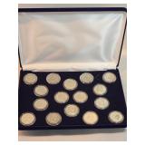 Franklin Half Dollars Lot Of 16 In Case 1948 Thru 1963