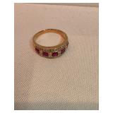 14k Gold Ring With Rubies And Diamonds