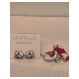 Sterling Silver Cats Earrings And Ring Size 8