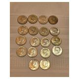 Kennedy Silver Clad Half Dollars Lot Of 18