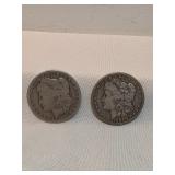 Pair Of 1886 O Morgan Silver Dollars