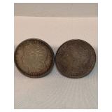 Pair Of 1921 D Morgan Silver Dollars