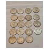 Kennedy Silver Clad Half Dollars Lot Of 19