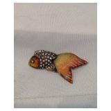 Lucite And Rhinestone Koi Fish Brooch