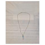 14k Gold Necklace With Aquamarine Stick Pendant