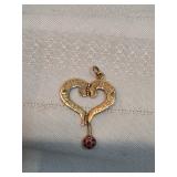 14k Gold Pendant Charm With Rubies