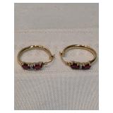 14k Gold Earrings With Tourmaline And Small Diamonds