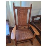 Vintage oak rattan rocking chair, Carolina Rocker or Kennedy rocker