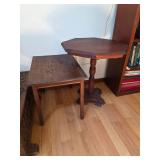 Antique rectangle side table, antique octagon side table