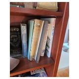Mayan Aztec hand carved wooden bookends, books