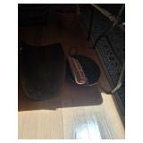 Oriental rug, metal dish