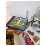 Books, vase, wooden puzzle