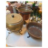 Vintage Copper and Brass Chafing Dish, Antique Copper Dish