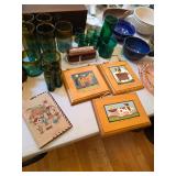Vintage Hand Blown Mexican Glassware, Mid-Century Modern Folk Art