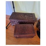 Peruvian carved wooden boxes
