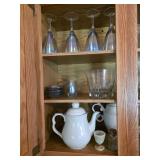  iridescent wine glasses, Pitcher