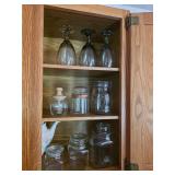  wine glasses, Mason Jars, Honey Pot