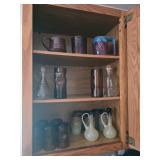 Vintage Oil & Vinegar Cruets, Potter Mugs, Glass Vase