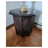 hand-carved tribal octagonal accent table