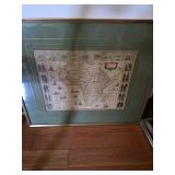 NOVA DEFERIPTIO COPY BY WILLEM BLAEU framed color reproduction of a 17th-century map of Africa 
