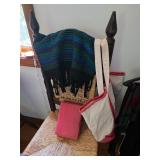 Vintage Wicker Chair, Canvas Bag, Woven Shawl
