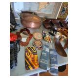 Copper Pot, Coasters, Wooden Tray