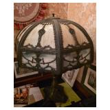 Antique slag glass table lamp