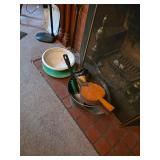 Fireplace bellows, Ash bucket and shovel, pasta bowl