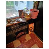 Brass bowls, plant, baskets, cast iron plate NWT