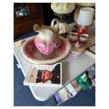 Vintage wash basin set, lamps 