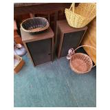 Speakers, wicker baskets