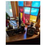 Vintage decanter, assorted ashtrays