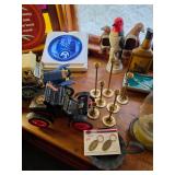 brass candle sticks, die cast cars