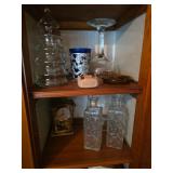 Glass decanters, Christmas tree candy dish,intage Schatz "London Coach" 400-day anniversary clock fe